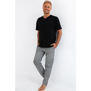 Pánske pyžamo Sensis Pedro - bavlna Čierno-sivá XL