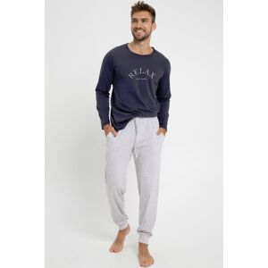 Pánske pyžamo Taro Sammy - bavlna Tmavomodrá - sivá XL